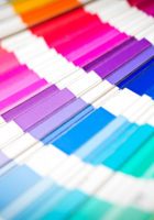 Open Pantone Sample Colors Catalogue. Colour swatches book. Rainbow Pantone sample colors catalogue.